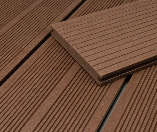 HORI Terrassendielen Komplettset WPC Bali Massiv dunkelbraun beidseitig geriffelt 20 x 140 mm