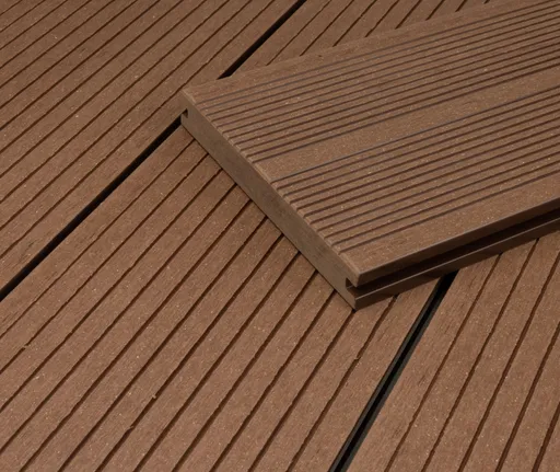 HORI Terrassendielen Komplettset WPC Bali Massiv dunkelbraun beidseitig geriffelt 20 x 140 mm