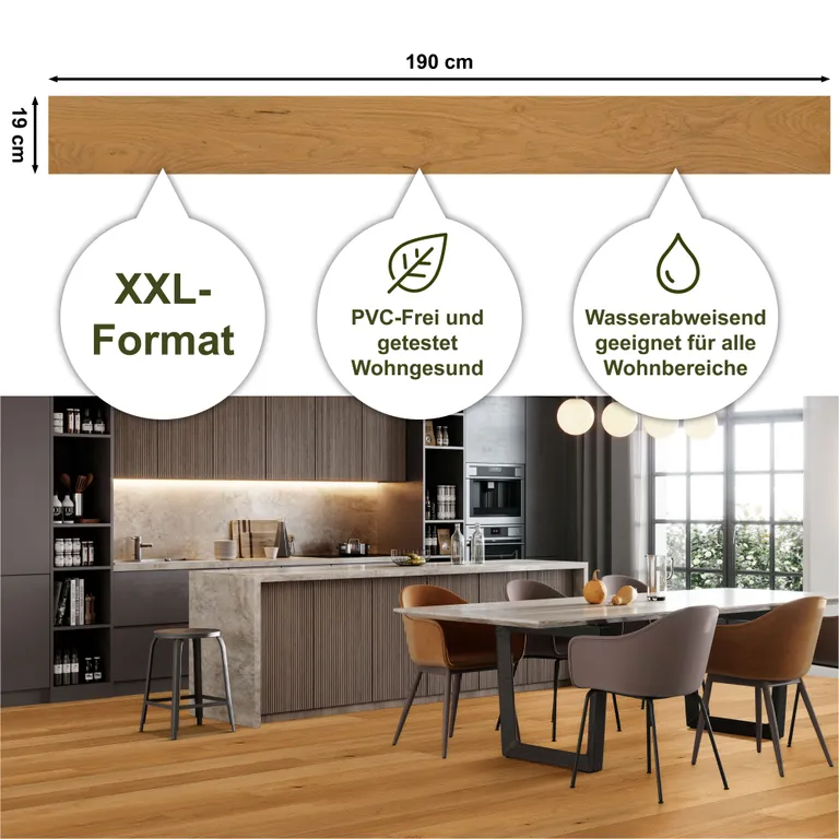 HWZ Klick-Furnierparkettboden PVC-frei, Ökobesserboden Susify, Landhausdiele Eiche Natur 3