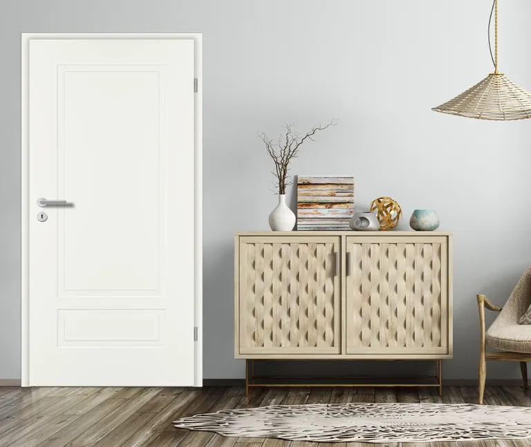 PRÜM Zimmertür ELEGANCE MODENA M2/1 Weißlack Exclusiv RAL 9010 Röhrenspan Eckkante 2