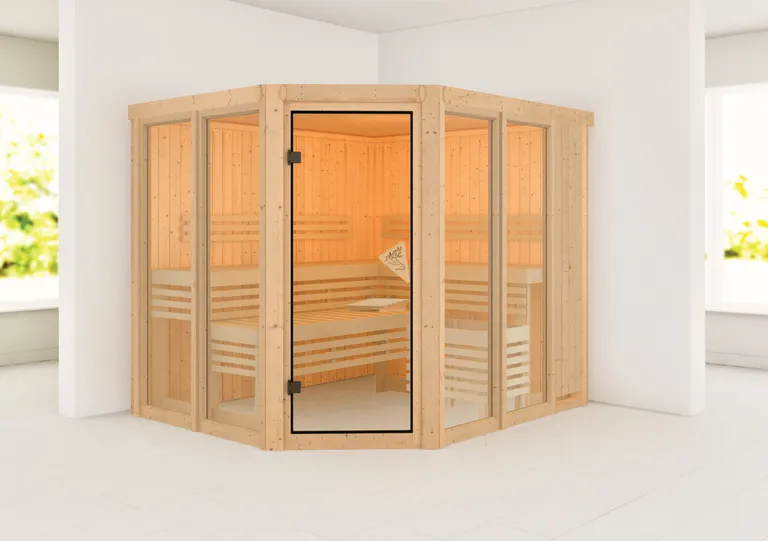 Karibu System-Sauna Komplettset Morten 3 Eckeinstieg 68 mm 3