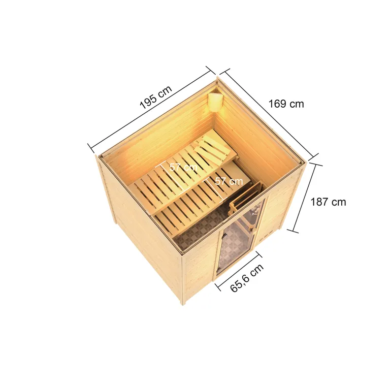 Woodfeeling Massivholz-Sauna Adelina Fronteinstieg 38 mm 1