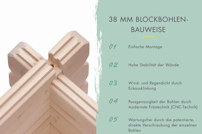 Karibu Blockbohlengarage Satteldach 8