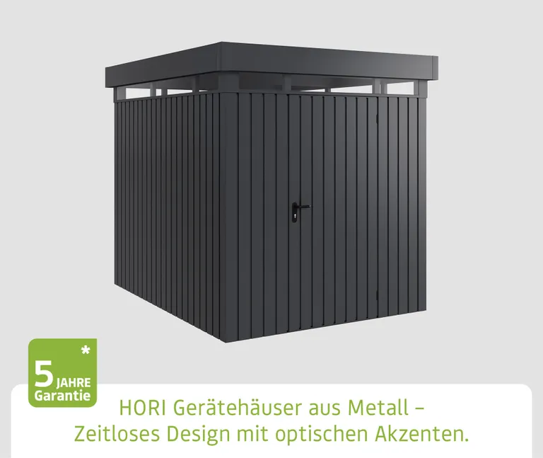 HORI Gerätehaus mit Flachdach & Lichtband, Metall, Anthrazitgrau RAL 7016 1