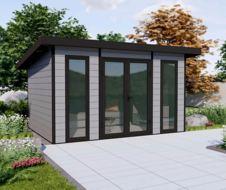 HORI WPC Gartenhaus Premium Line Pultdach grau/anthrazit 3