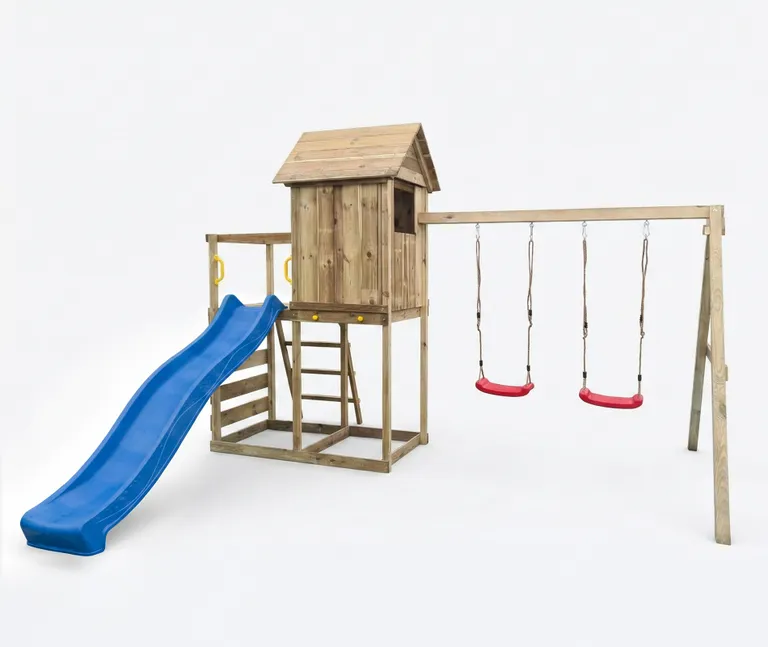 HORI Spielturm Ben, KDI grün mit 2 Schaukeln und Rutsche blau 4