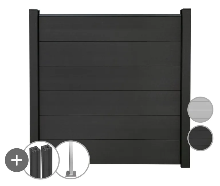 GroJa WPC/BPC Sichtschutzzaun Stecksystem Set GRANDE Komplettset 0