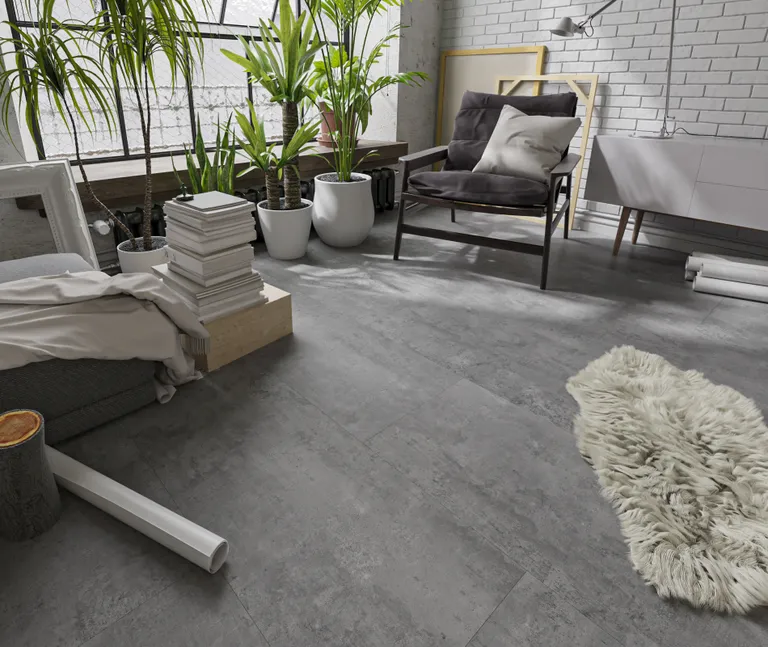 HORI Klick-Hartvinylboden Rigid SPC XXL Fliesenformat Porfido di Trentino Steinstruktur 7