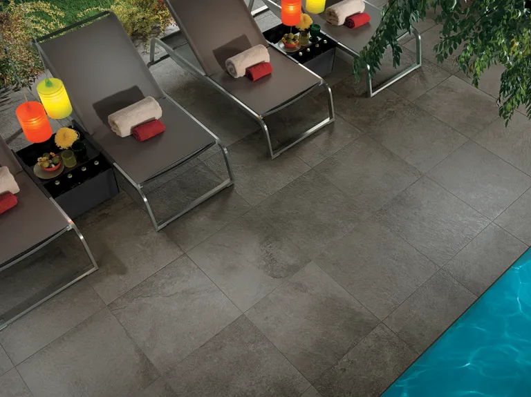 HORI Terrassenplatten Komplettset Gris Feinsteinzeug Steinoptik 600 x 600 x 20 mm 2
