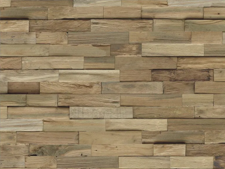 INDO Echtholz Wandverkleidung 3D Holzverblender Line Teak Nature 2