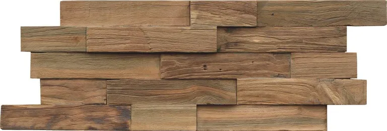 INDO Echtholz Wandverkleidung 3D Holzverblender Line Teak Nature 3