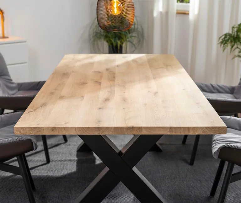 D-SYN mySquare Esstisch Massivholz Eiche gerade kante Komplettset 4