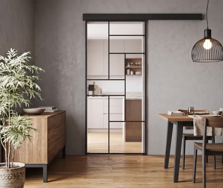 HORI Glasschiebetür Komplettset Loft Premium Cubes Klarglas ESG 8 mm 1