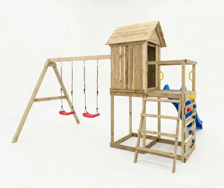 HORI Spielturm Ben, KDI grün mit 2 Schaukeln und Rutsche blau 6