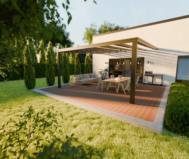 HORI Terrassendielen Komplettset WPC Malta Hohlkammer braun fein geriffelt / grob genutet 21 x 145 mm 9