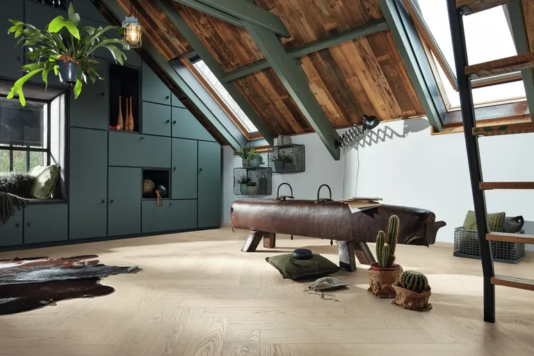 MEISTER Lindura Holzboden HS 500 Eiche classic arcticweiß 8927 gebürstet Fischgrät 1