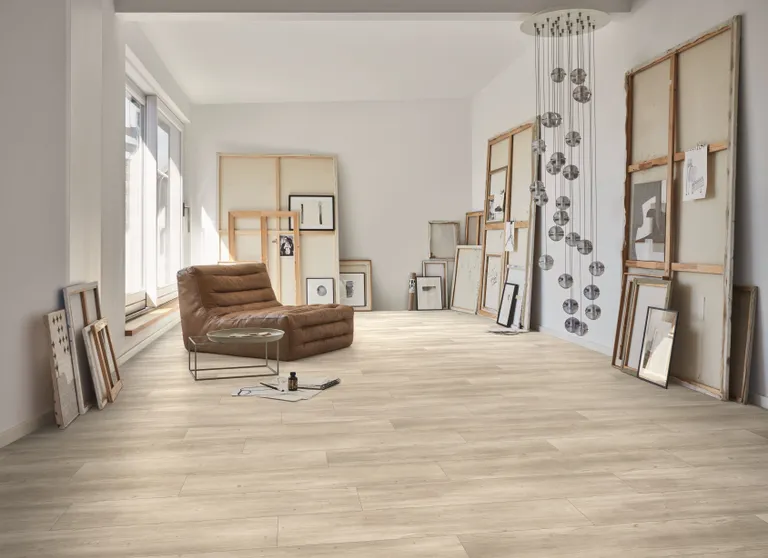 PARADOR PVC freier Klick-Designboden Modular ONE Eiche pure perlgrau Holzstruktur Landhausdiele 3