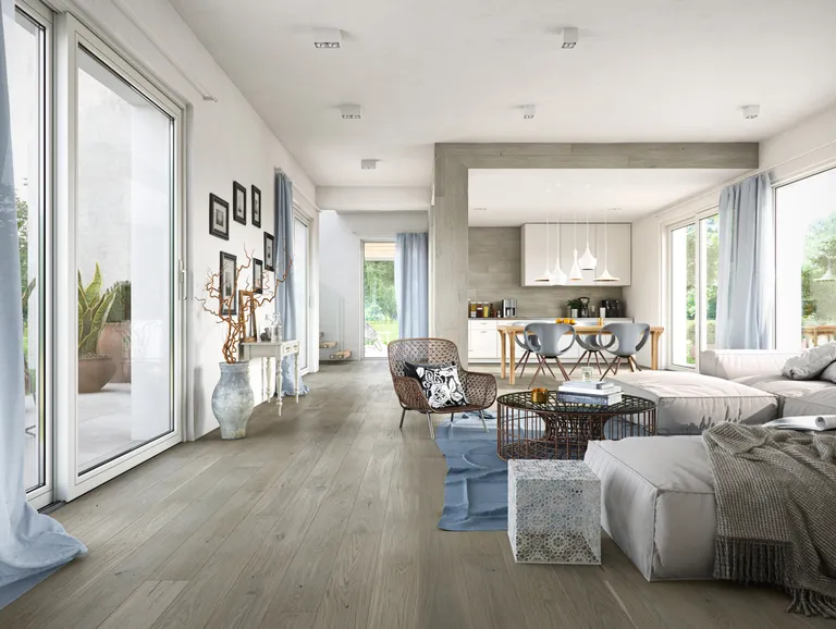 HORI Parkett 300 Eiche Family Landhausdiele gebürstet grau matt versiegelt 2