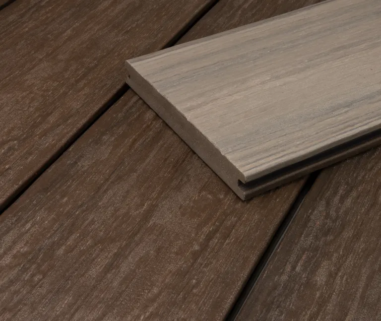 HORI Terrassendielen Komplettset WPC/BPC massiv Schutzummantelt braun + grau/beige 20 x 140 mm 0