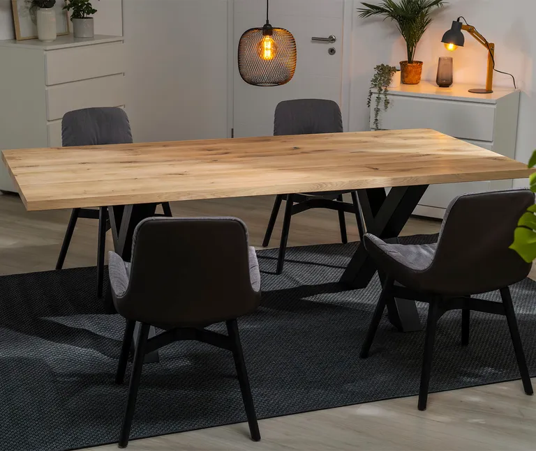 D-SYN mySquare Esstisch Massivholz Eiche gerade kante Komplettset 3