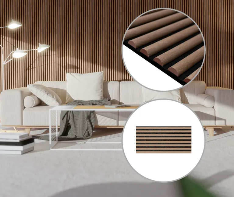HORI WALL Akustik Dekor Wandpaneele Beige Oak Rundstab 0