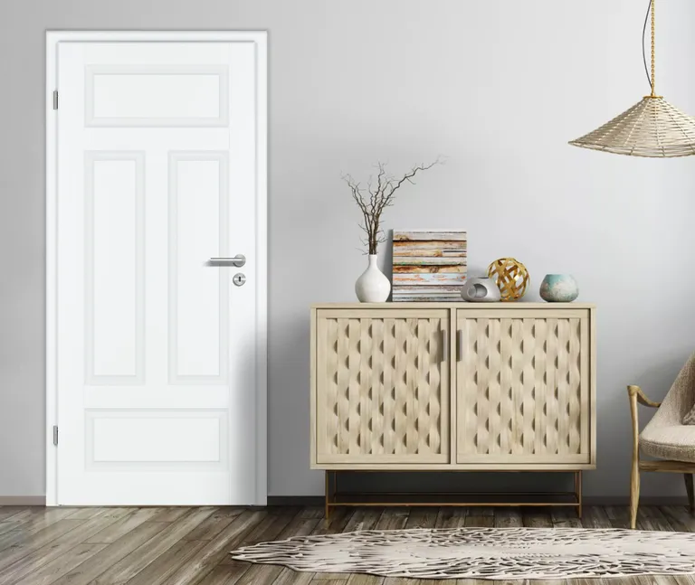 PRÜM Zimmertür Komplettset Classic CK1 Weißlack Röhrenspanplatten Karnieskante 1