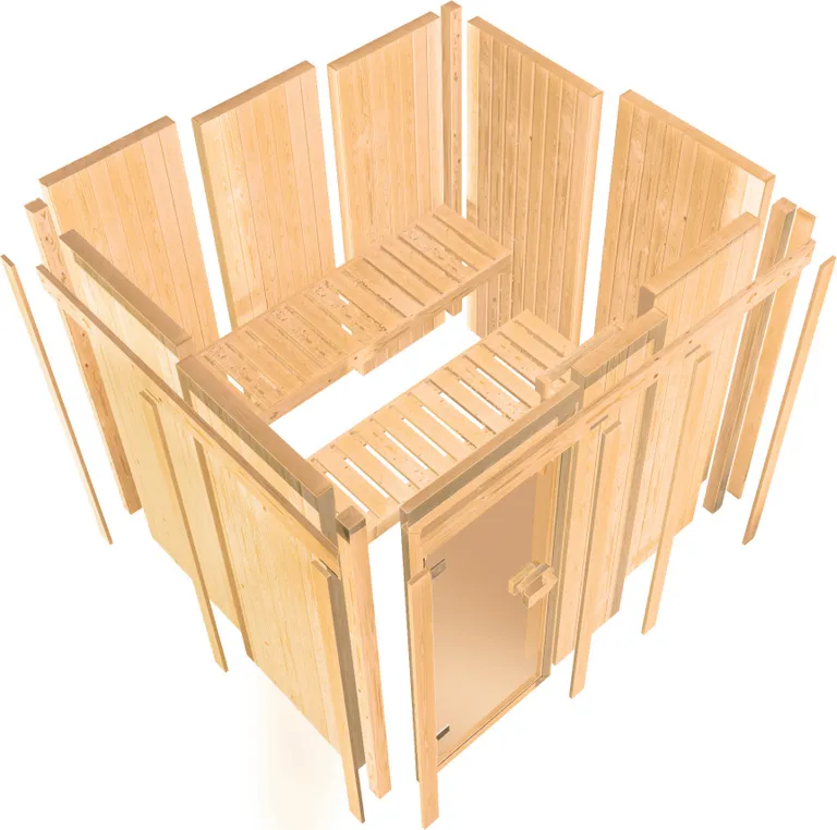 Karibu System-Sauna Komplettset Morten 3 Eckeinstieg 68 mm 9