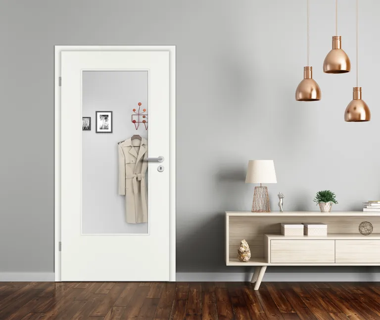 PRÜM Zimmertür CPL Weißlack RAL9010 mit Lichtausschnitt Rundkante 2