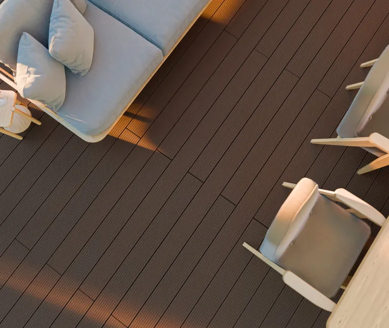 HORI Terrassendielen Komplettset WPC Malta Hohlkammer braun fein geriffelt / grob genutet 21 x 145 mm 10