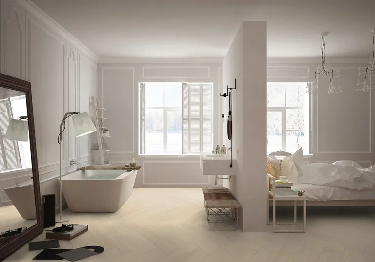 Gerflor Klebe-Vinylboden massiv Virtuo 55 Blomma Cream Fischgrät 0