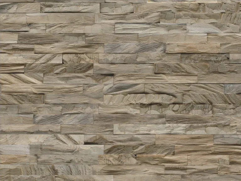 INDO Echtholz Wandverkleidung 3D Holzverblender Teak Diamond Ancient Grey 2