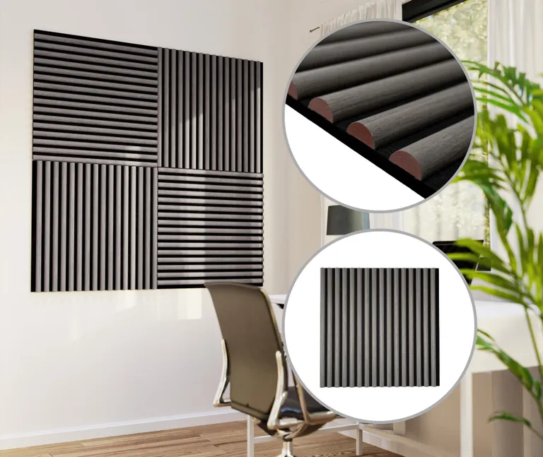 HORI WALL Akustik Dekor Wandpaneele Grey Oak Rundstab Quadratisch 0