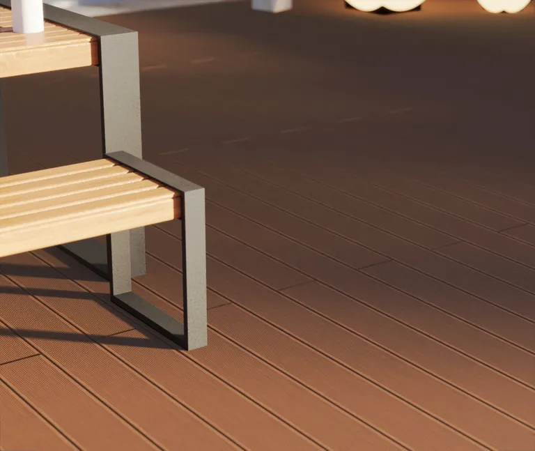 HORI Terrassendielen Komplettset BPC Vollprofil massiv hellbraun 9