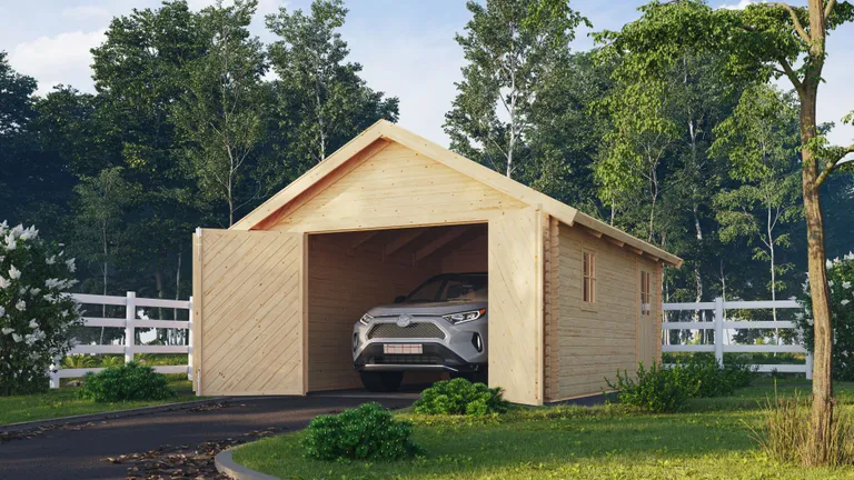 Karibu Blockbohlengarage Satteldach 1