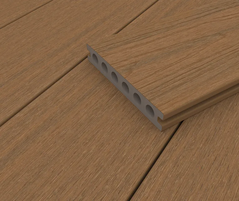HORI Terrassendiele WPC Hohlkammer Co-Extrudiert tiefe Struktur 22,5 x 138 mm Naturbraun 4