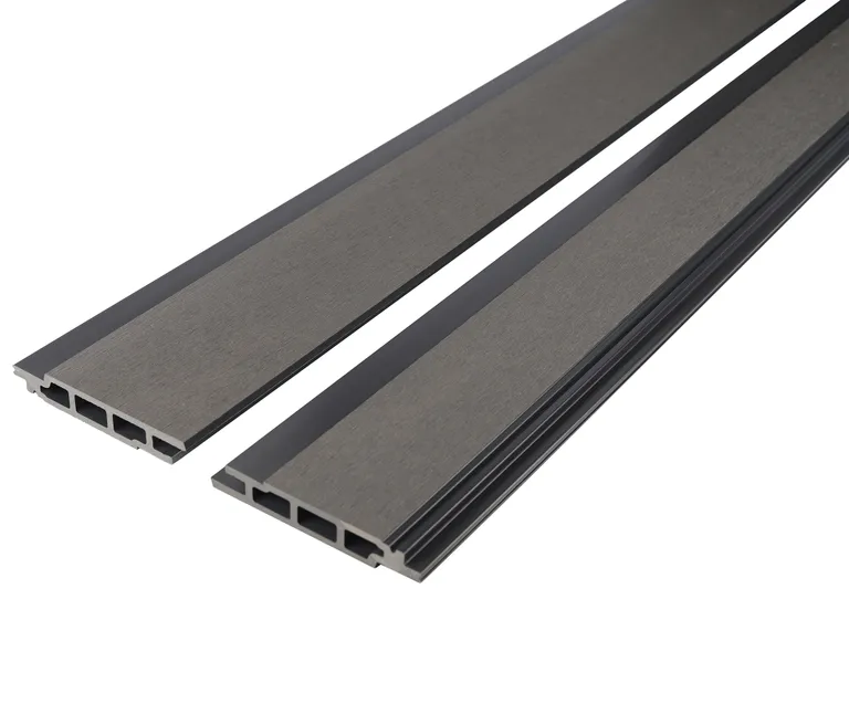 HORI WPC Fassadenverkleidung Hohlkammer grau glatt/gebürstet 129x20mm 1