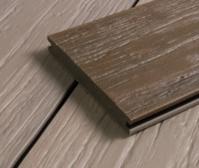 HORI Terrassendielen WPC/BPC massiv Schutzummantelung dunkelbraun + beige/creme 20 x 140 mm 0