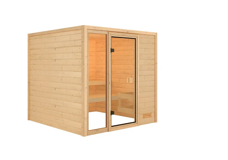 Woodfeeling Massivholz-Sauna Jutta Fronteinstieg 38 mm 3