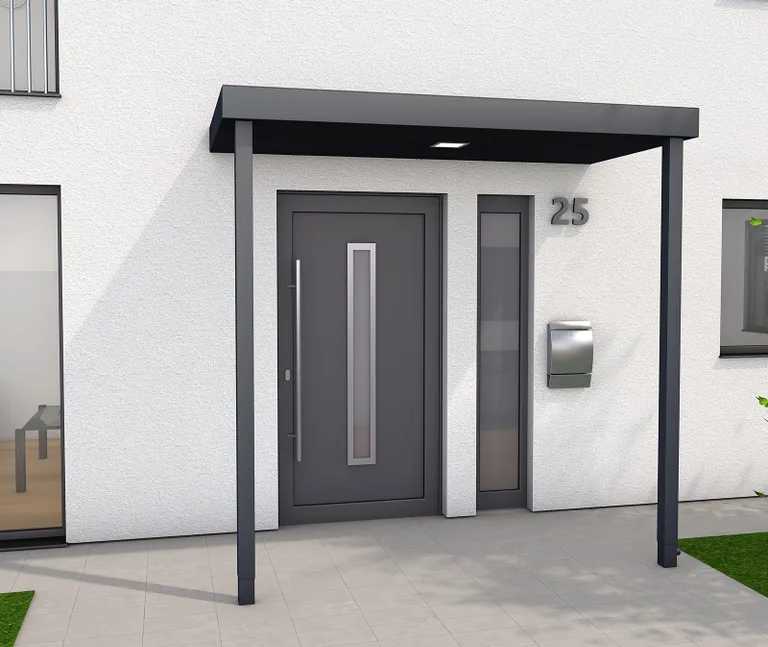 Gutta Vordach Haustür mit Seitenteil BS PLUS aluminium 2
