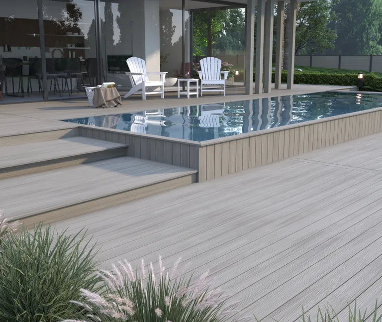 HORI Terrassendiele WPC Hohlkammer Wood Feeling Co-Extrudiert 22,5x210mm hellgrau 4