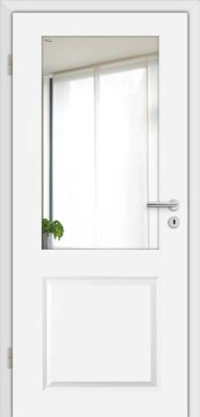 HORI Zimmertür Estella 2 Weißlack RAL9010 mit Lichtausschnitt Röhrenspan Rundkante Komplettset 0