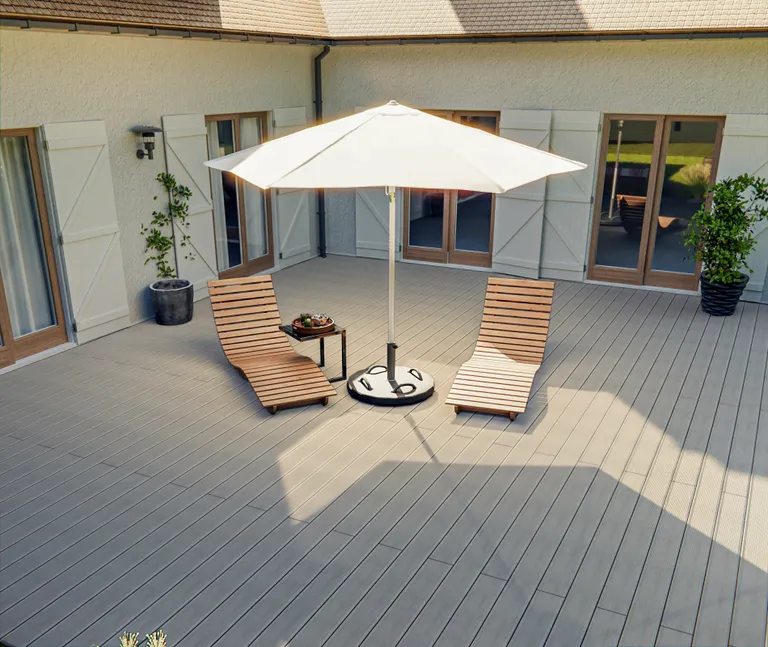 HORI Terrassendielen Komplettset WPC Royal Hohlkammer hellgrau 11