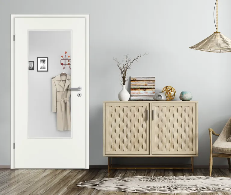 PRÜM Zimmertür Weißlack RAL9010 mit Lichtausschnitt Rundkante 1