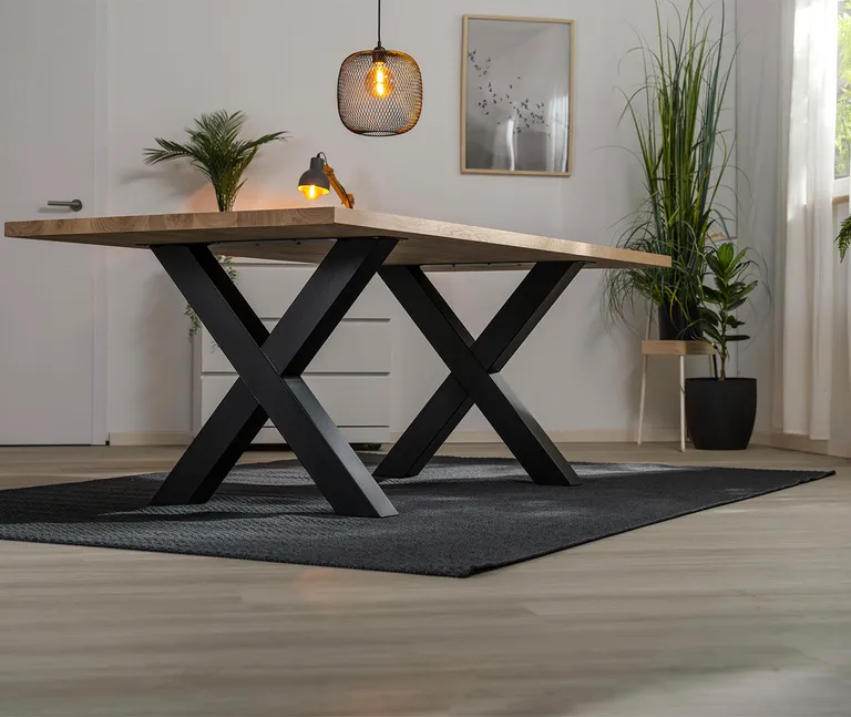 D-SYN mySquare Esstisch Massivholz Eiche gerade kante Komplettset 6