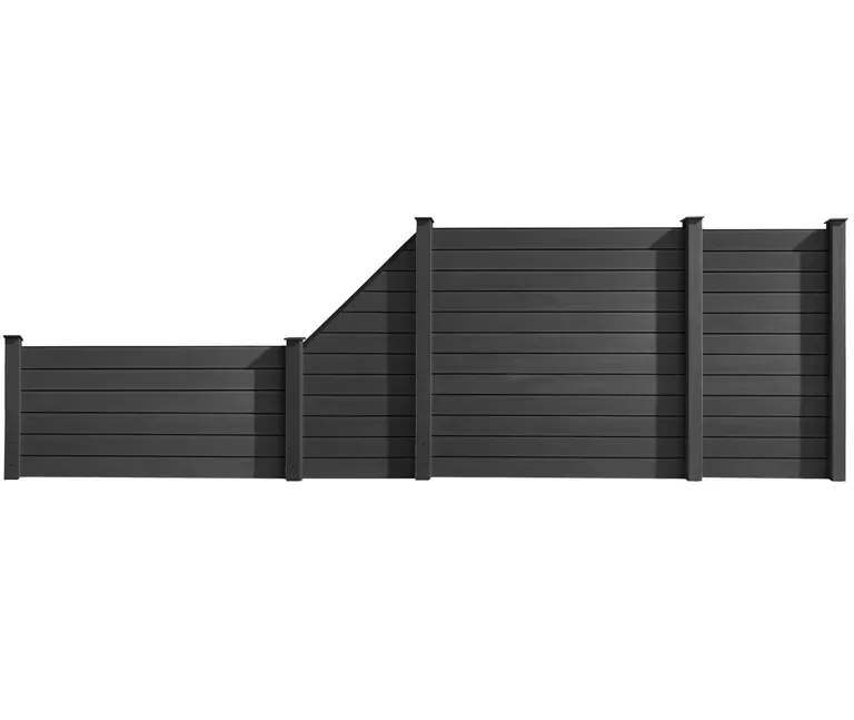 HORI WPC Sichtschutzzaun Stecksystem glatt / glatt Komplettset 2