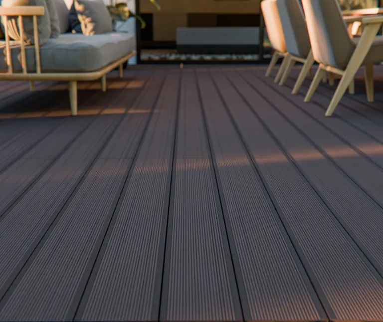 HORI Terrassendielen WPC Malta Hohlkammer anthrazit fein geriffelt / grob genutet 21 x 145 mm 9