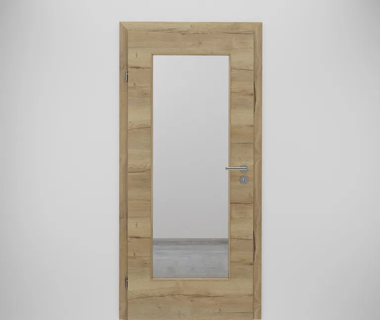 HORI Zimmertür CPL Eiche Modern quer mit Lichtausschnitt Röhrenspan 0