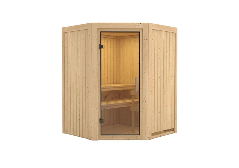 Karibu System-Sauna Komplettset Ida Eckeinstieg 68 mm 2