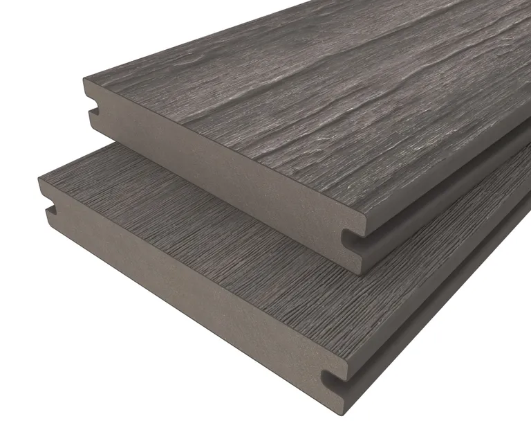 HORI Terrassendiele WPC Massiv Co-Extrudiert tiefe Struktur 22,5 x 138 mm Grau 3