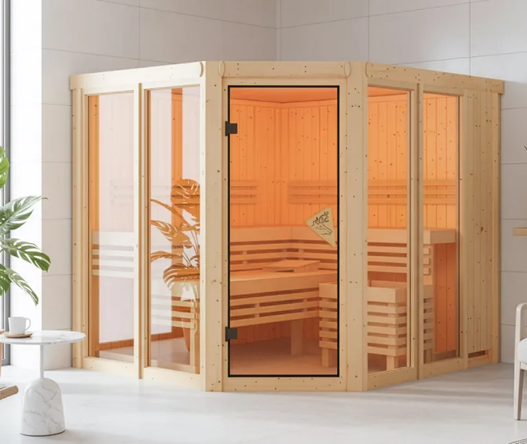 Karibu System-Sauna Komplettset Morten 3 Eckeinstieg 68 mm 0